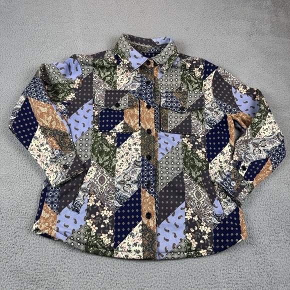 Cleo + Wolf Jackets & Blazers - Cleo + Wolf Jacket Womens Medium Floral Patchwork Art Tapestry Quilted Shacket